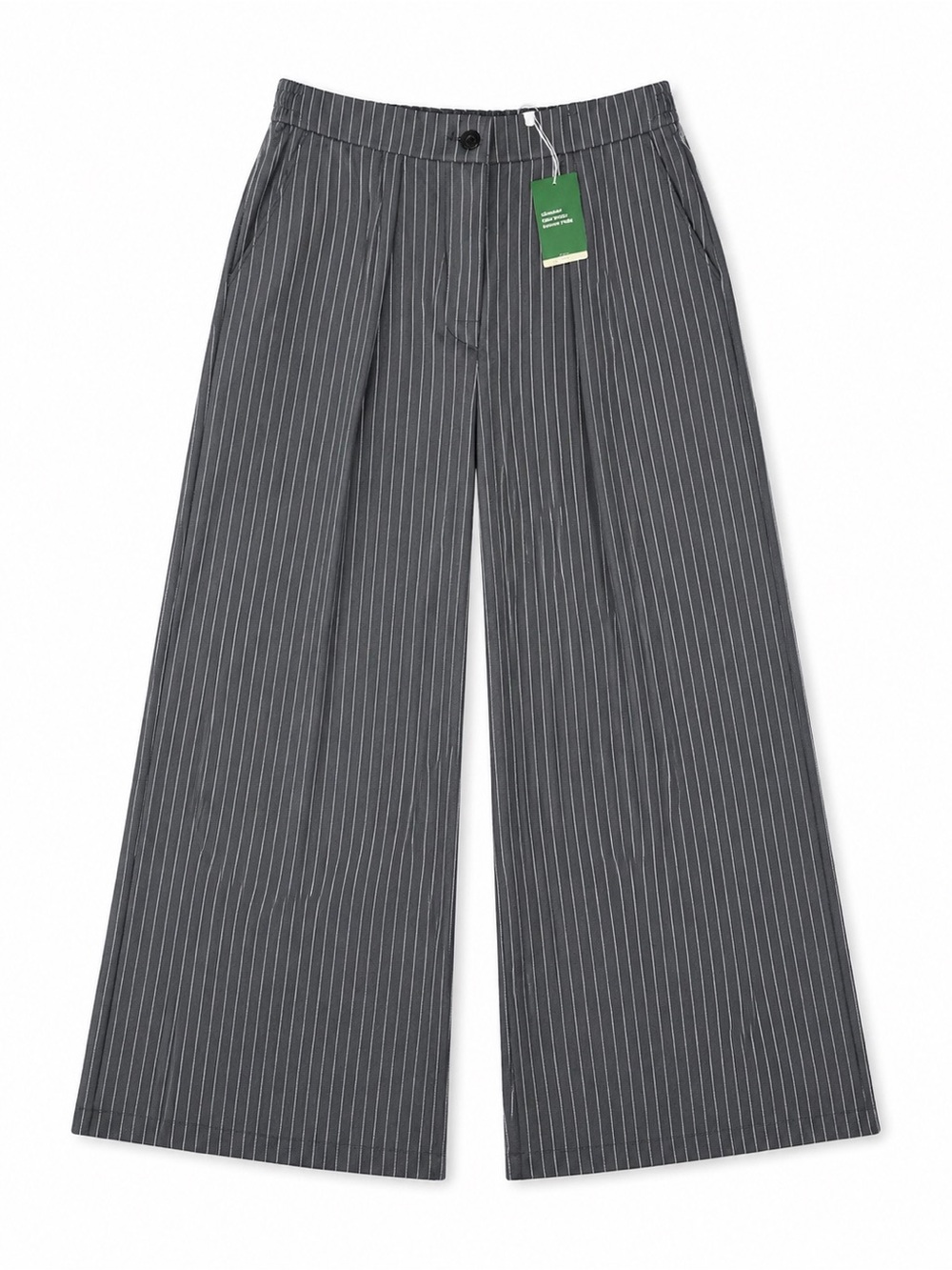Halara High Waisted Zipper Pocket Wide Leg Striped Work Pants Gray Pinstripe NWT